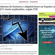 El volumen de fusiones y adquisiciones en Espaa cae un 21% hasta septiembre, segn TTR